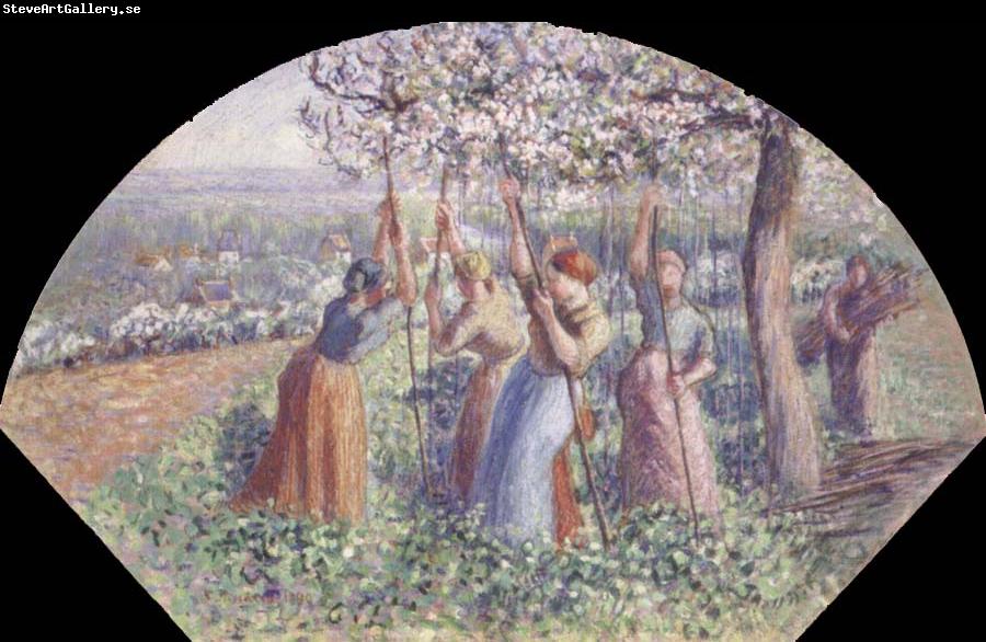 Camille Pissarro Peasant Women Placing pea-Sticks in the Ground